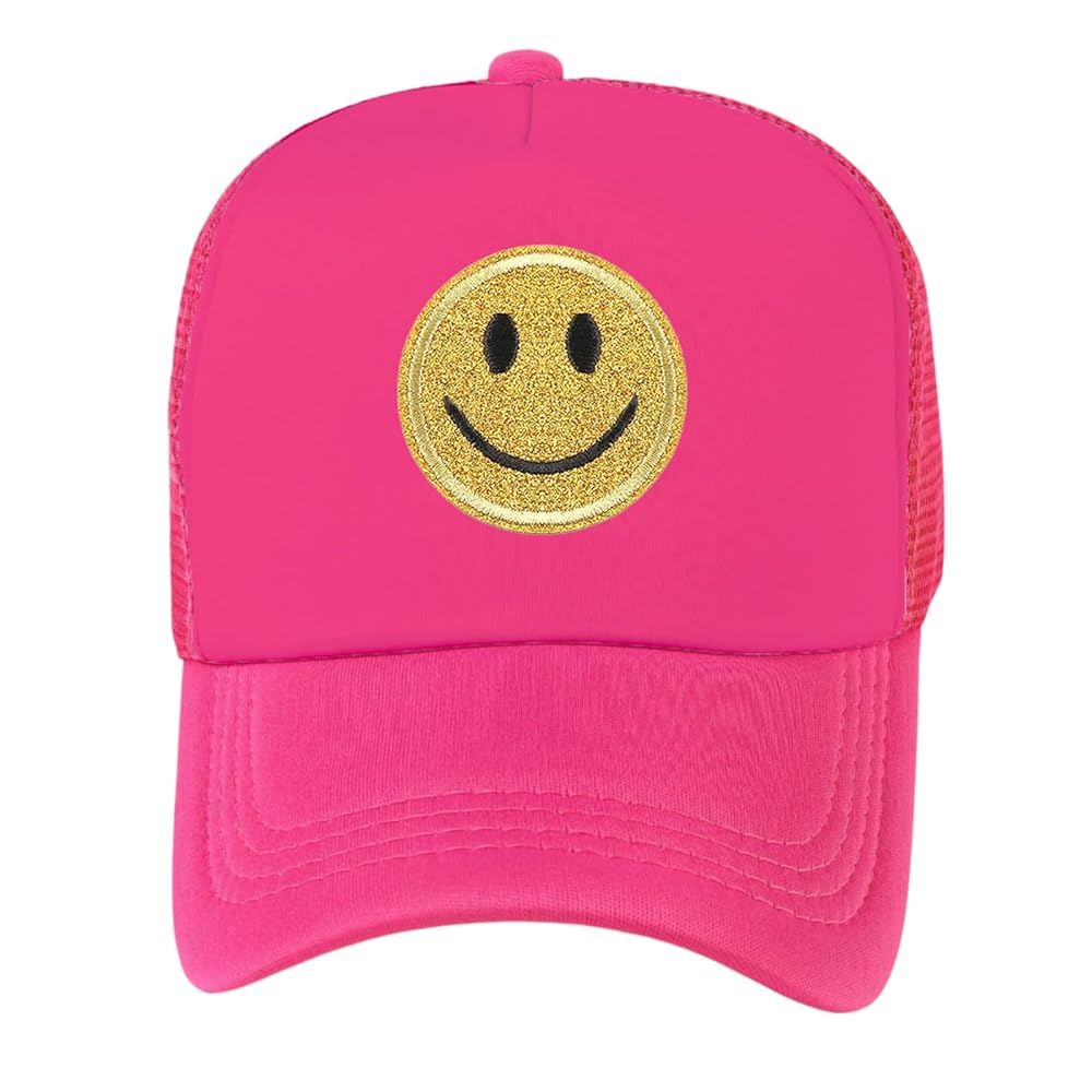 lycycse Smile Face Hat Womens Mesh Neon Trucker Hats with
